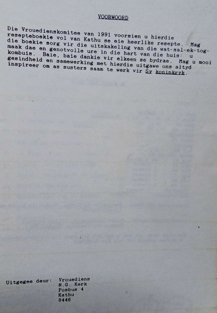 Vingerlek vir lekkerbek - resepteboek Vrouediens Kathu 1991