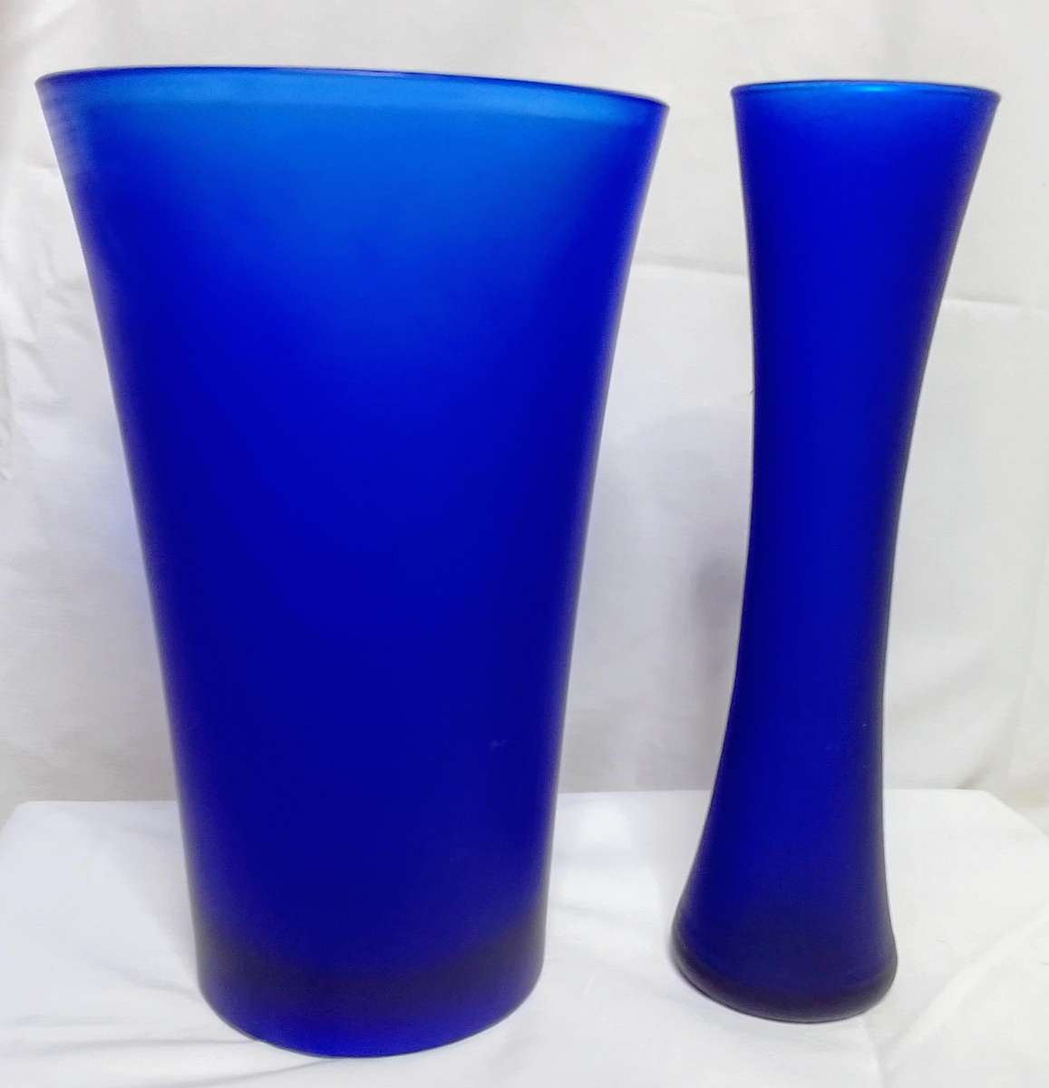Two beautiful blue matt glass vases