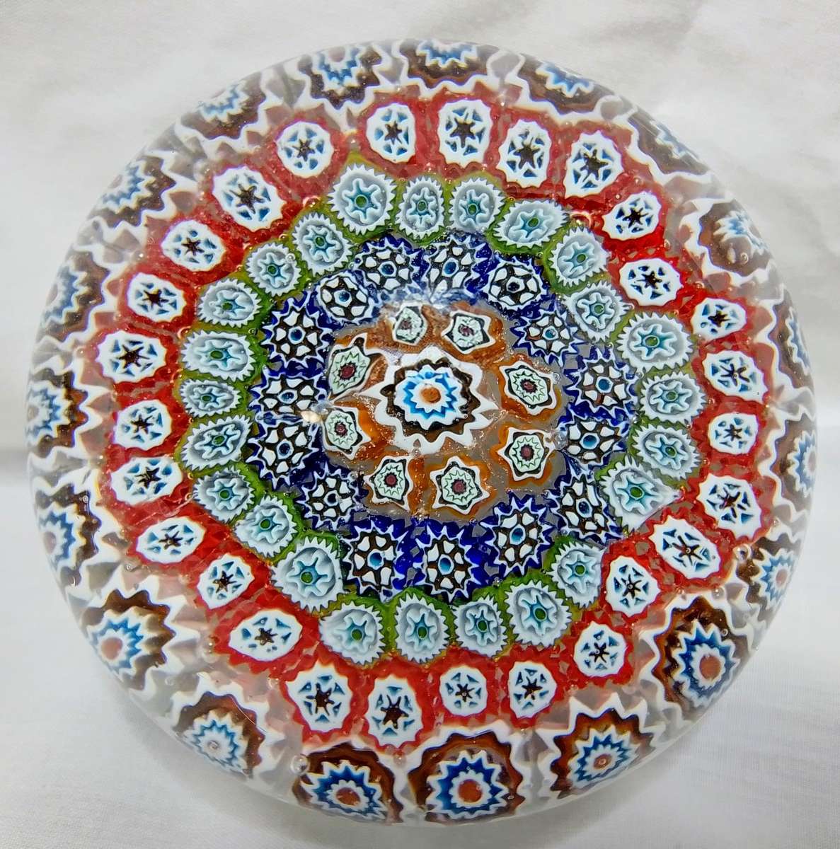 Vintage Murano Millefiori star flowers glass paperweight