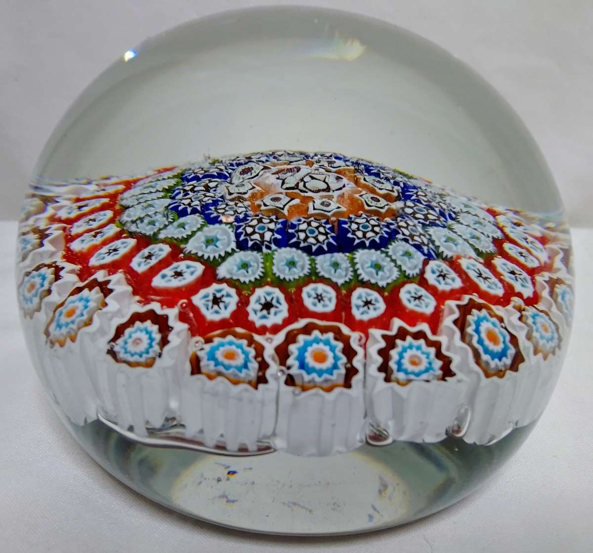 Vintage Murano Millefiori star flowers glass paperweight