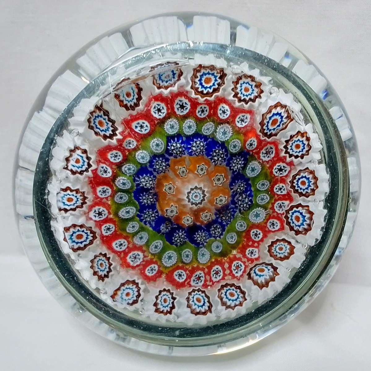 Vintage Murano Millefiori star flowers glass paperweight