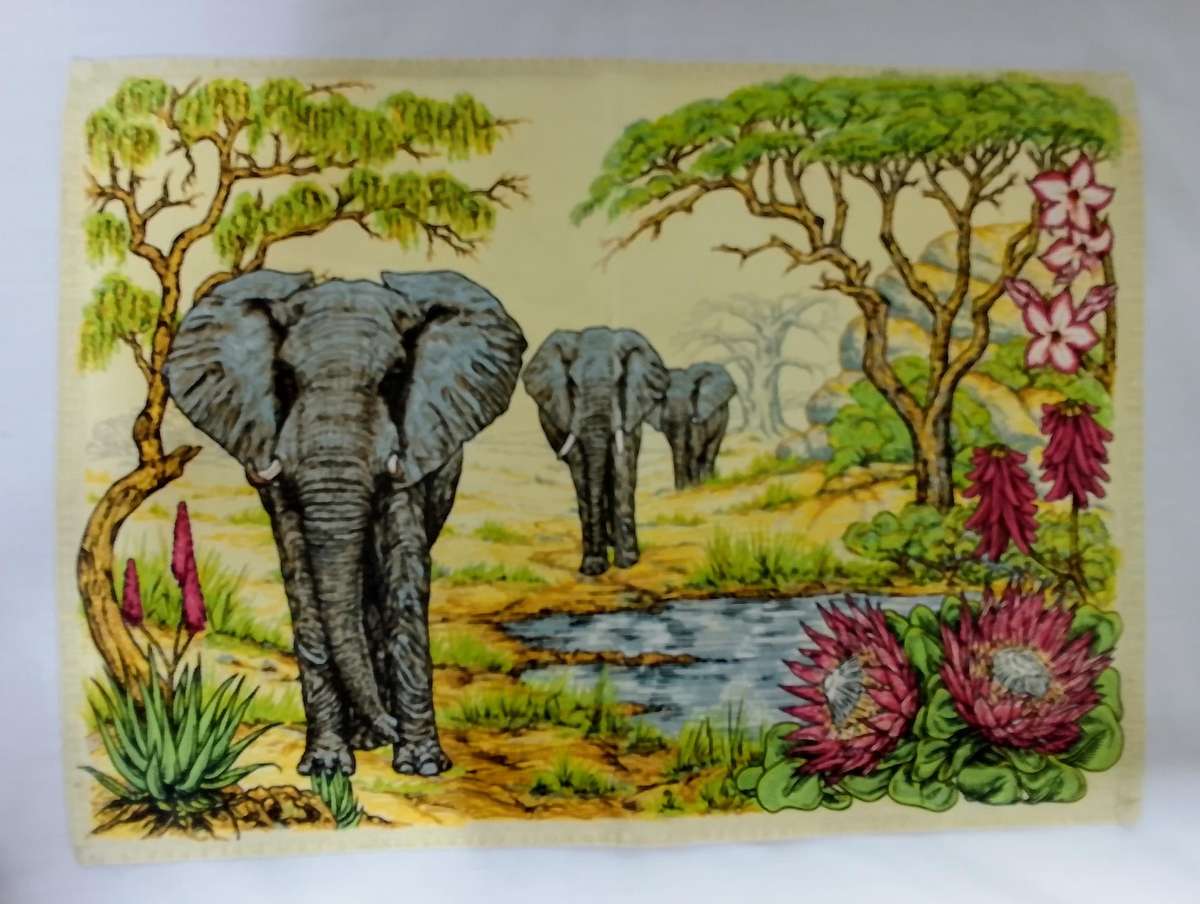 Four vintage Kruger park fabric place mats