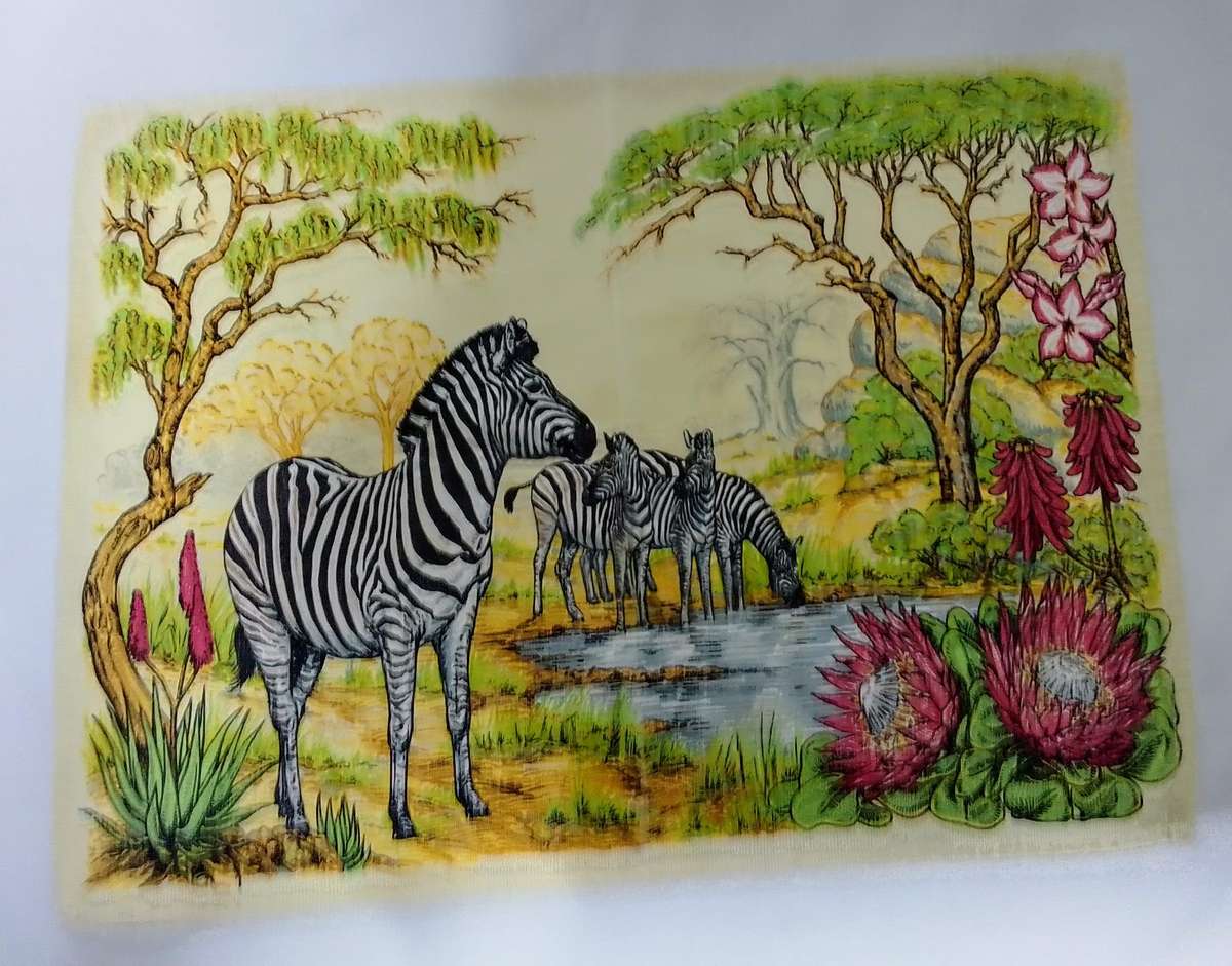 Four vintage Kruger park fabric place mats