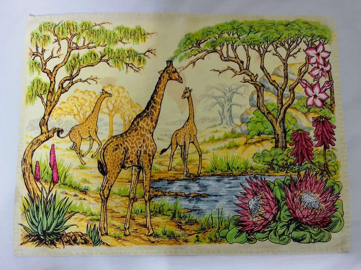 Four vintage Kruger park fabric place mats