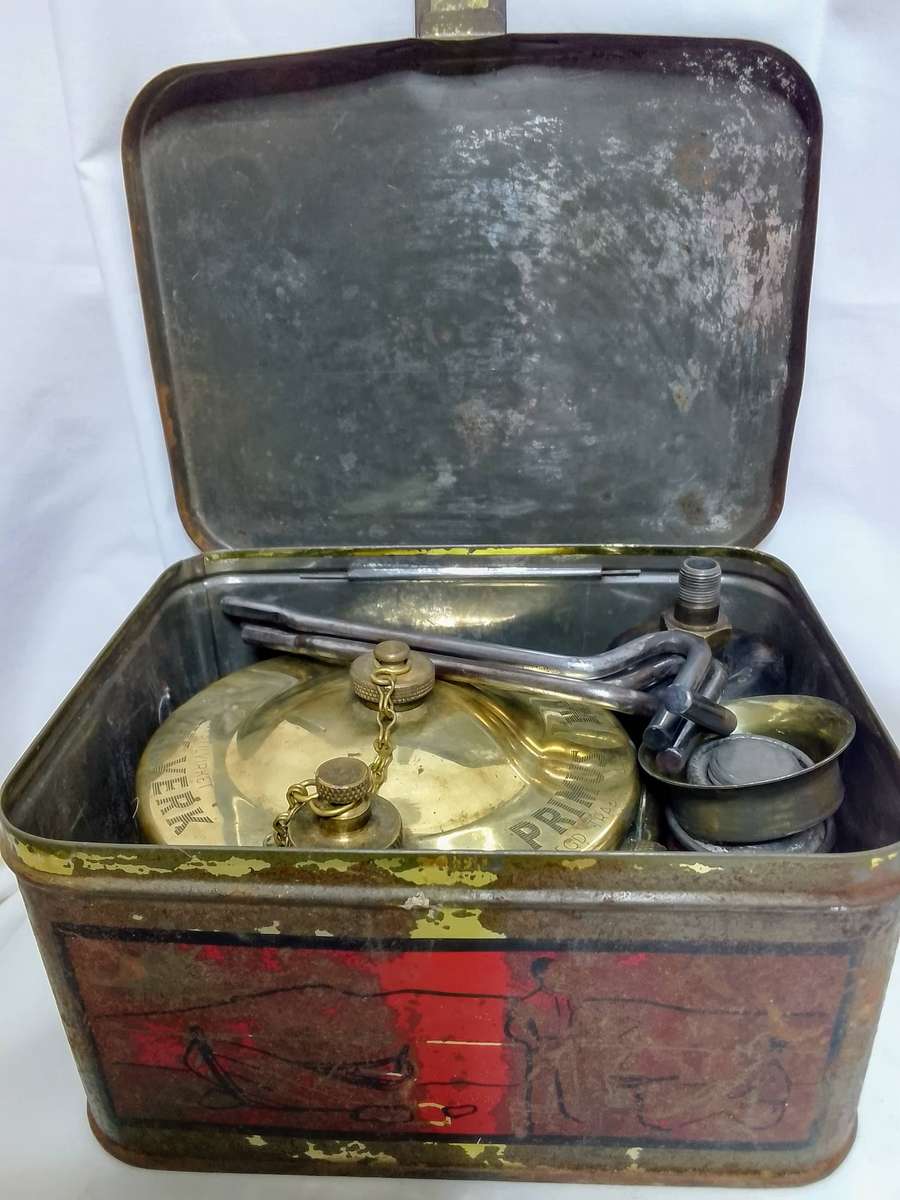 Vintage Primus camp stove in original tin