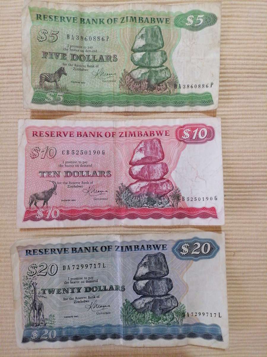 Zimbabwe Dollars 1983 - Bird Watermark