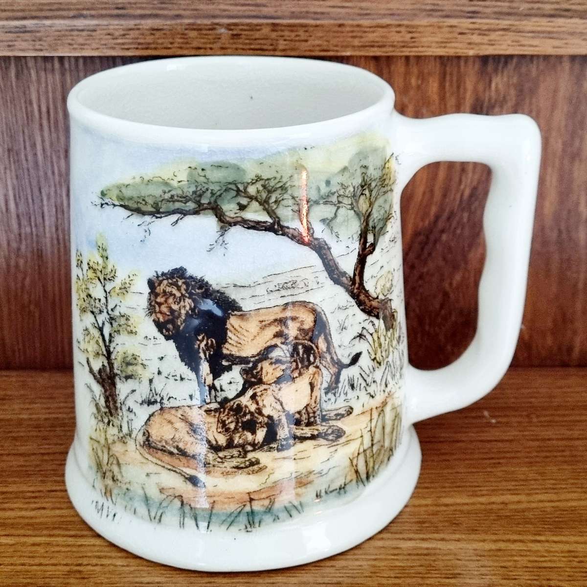 Krugerwildtuin/Kruger Park Drostdy Ware Painted Lions Large Porcelain Mug