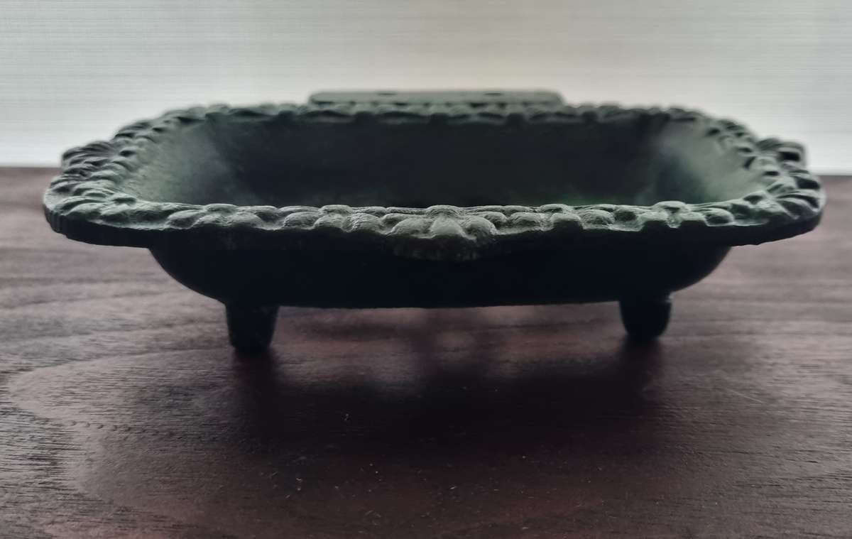 Green Ornate Cast Iron Soap Dish