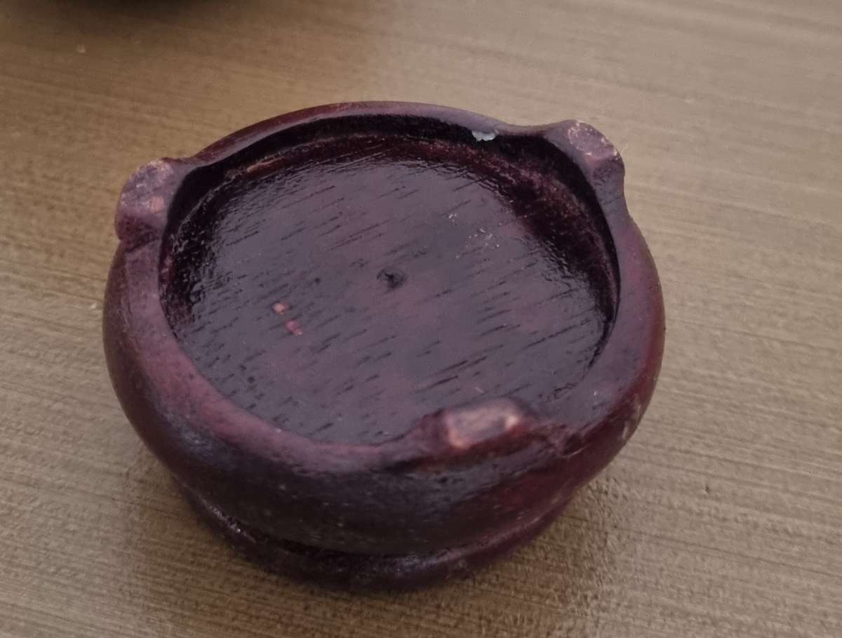 Cloisonne floral flower gold colour vase with wooden stand, stamped CHINA at the bottom.