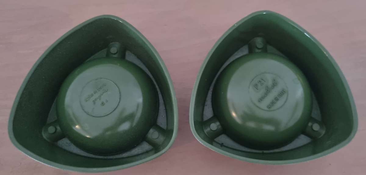 Pair of 1980's Carlsberg Beer Green Plastic Ashtrays (Made in Italy)