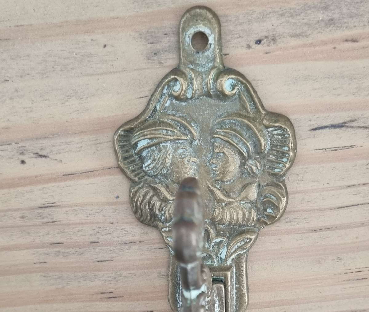 Pair of Unique Ornate Old Solid Brass Wall  Hook, Hangers or Handles