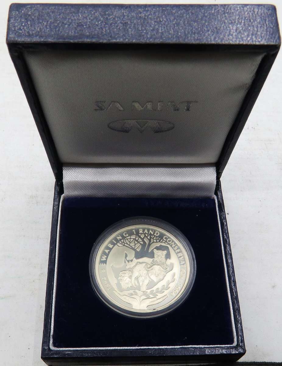 1994 Republic of South Africa Silver Proof R1 "Conservation" - Encapsulated in SAM Box