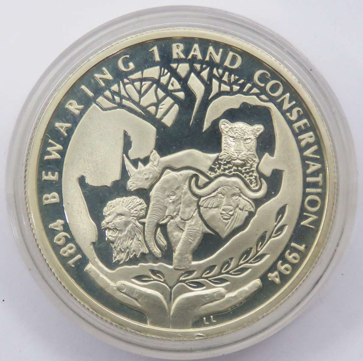 1994 Republic of South Africa Silver Proof R1 "Conservation" - Encapsulated in SAM Box
