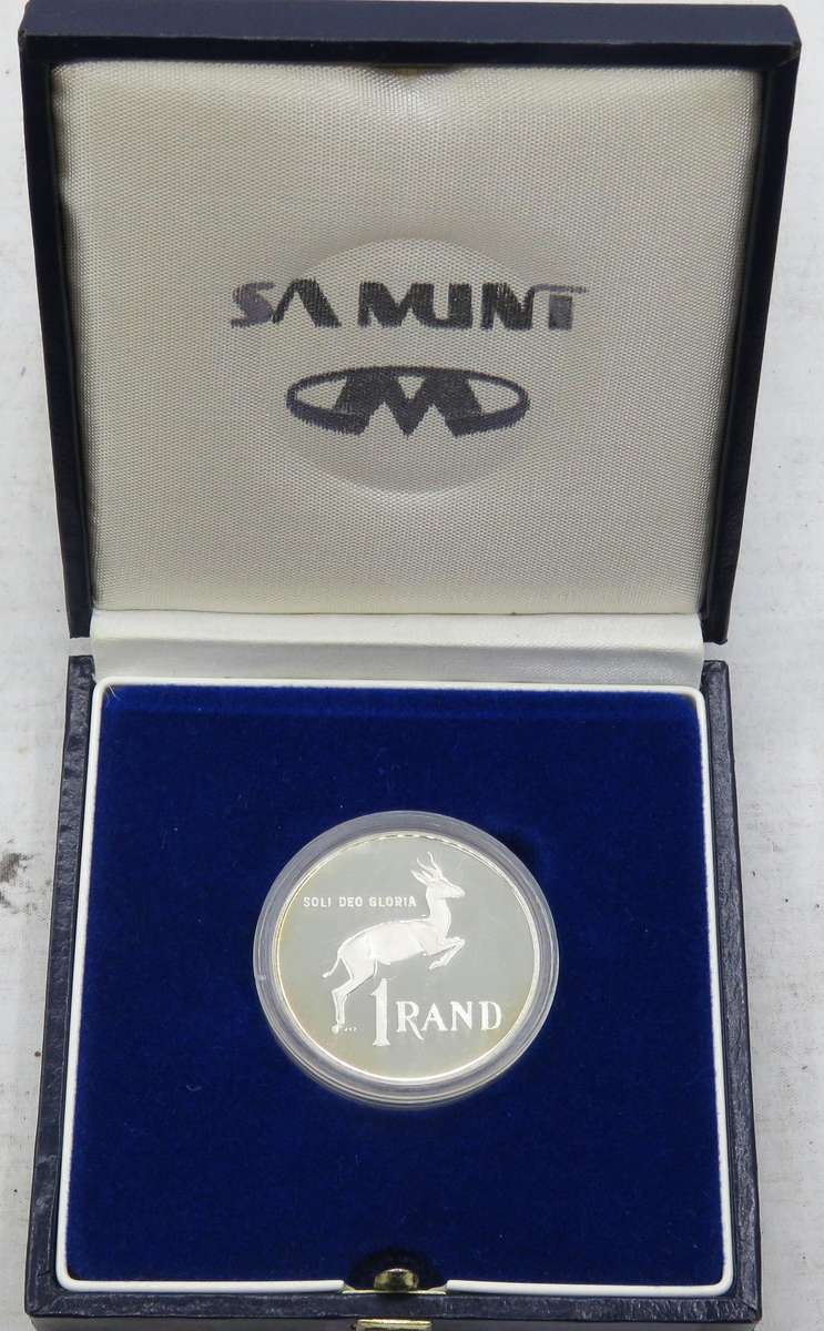 1990 Republic of South Africa Silver Proof R1 encapsulated as issued and in SAM Box6 Available