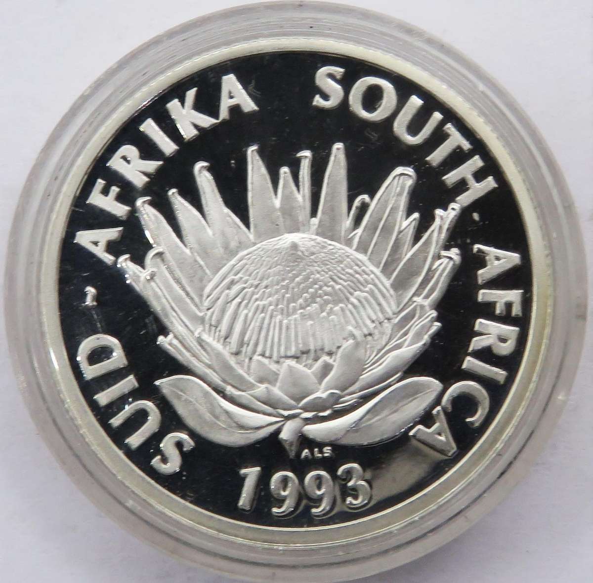 1993 Republic of South Africa Silver Proof R1 "BANKING" encapsulated as issued and in SAM Box