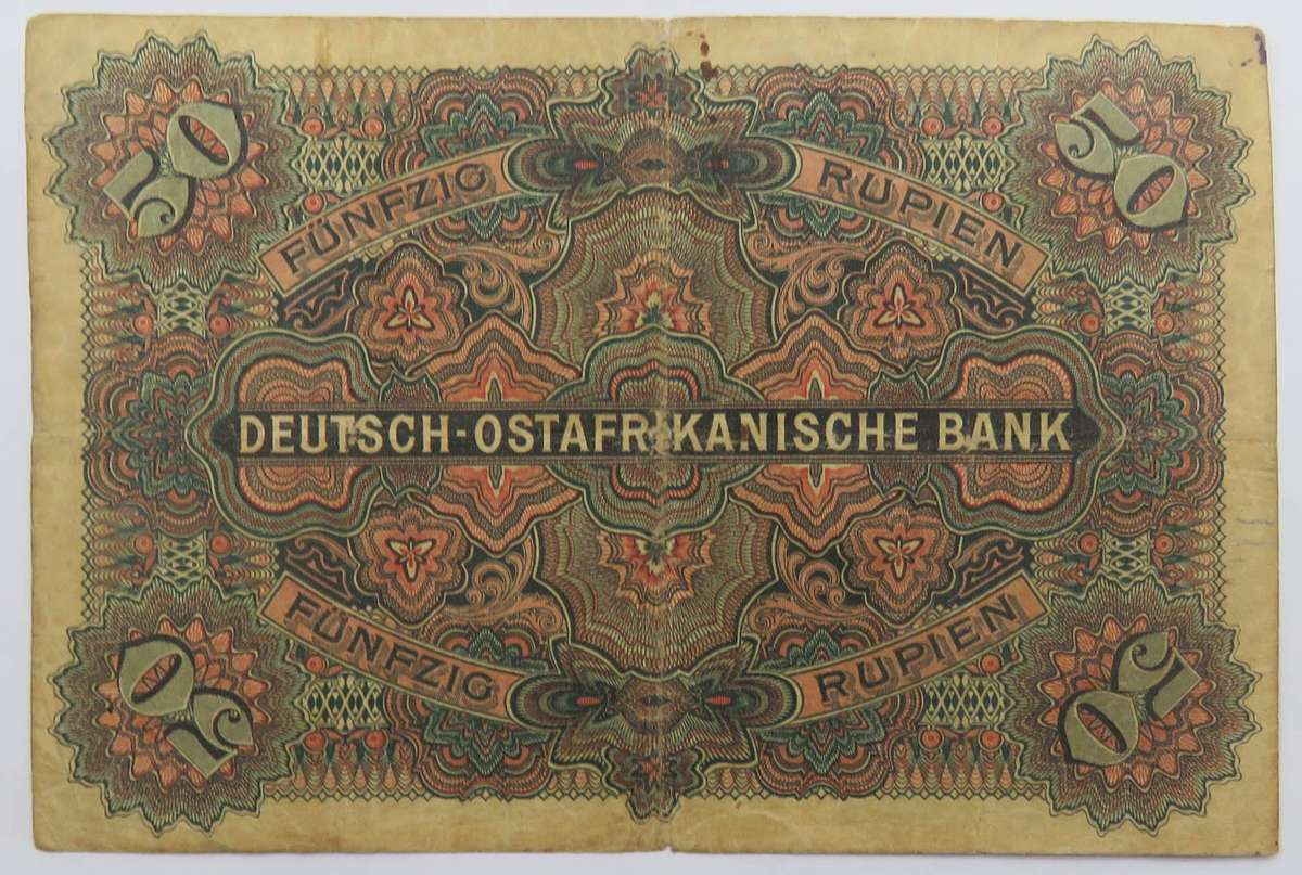 German East Africa Deutsch-Ostafrikanische Bank 50 Rupien 15.6.1905 Pick 3a(SERIAL NO on Face ONLY)