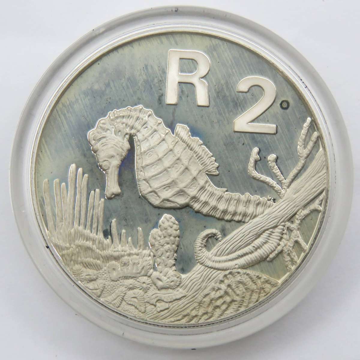1997 Marine Series "SEA HORSE" Silver R2 Sterling 1 Ounce  proof as issued in SA Mint box with COA