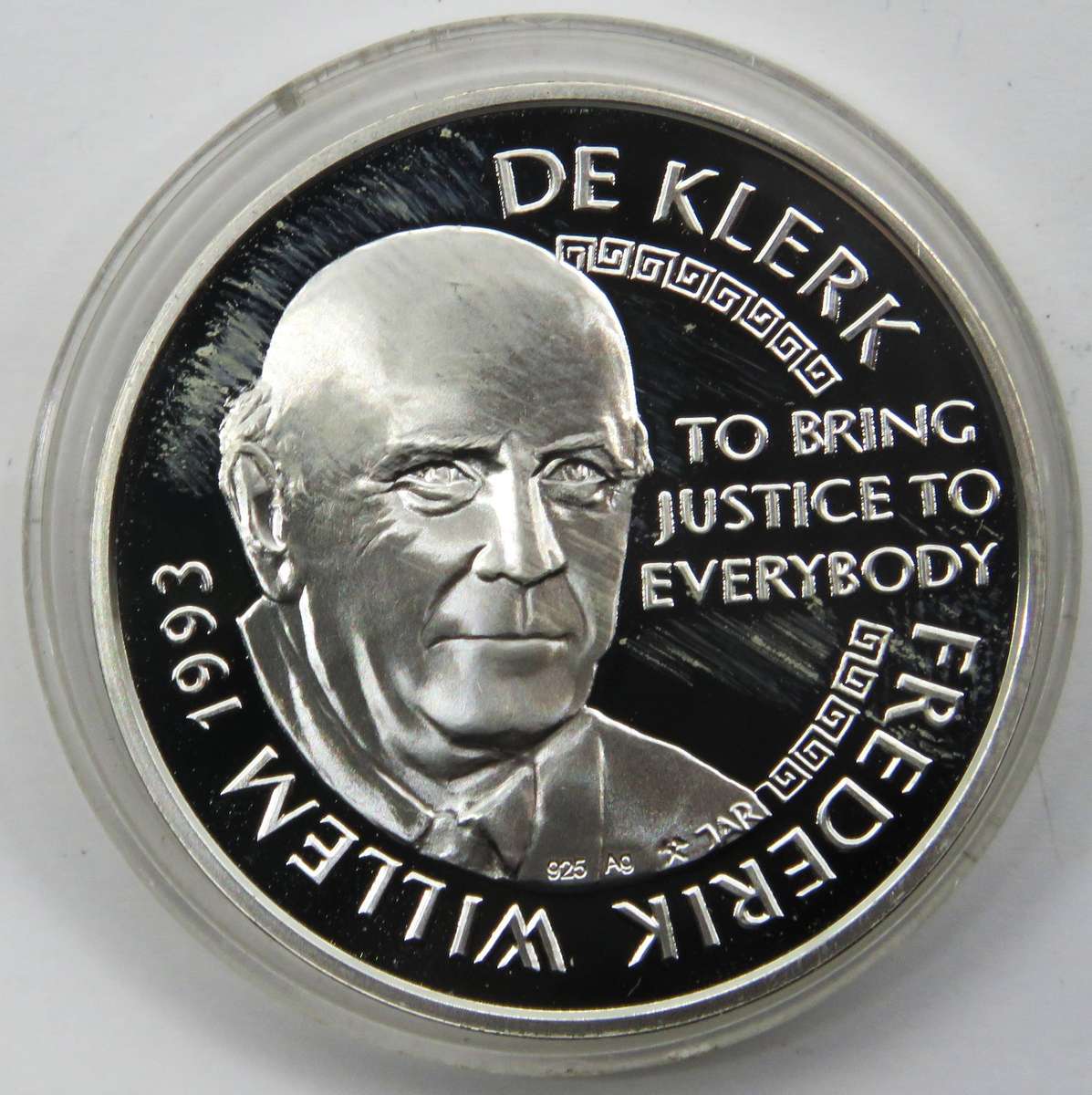 1993 Long Walk To Freedom Mandela /De Klerk 1 Ounce Silver 925 Proof Medallion