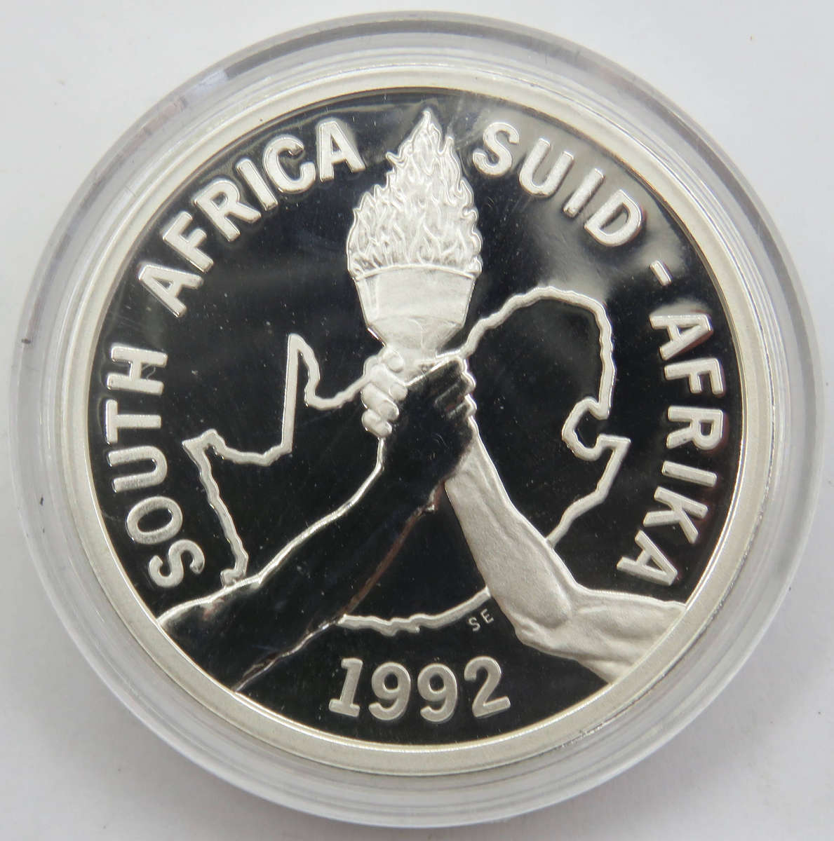 1992 Silver 1 Ounce Sterling Barcelona Olympics Proof R2 in original Box and capsule-as issued