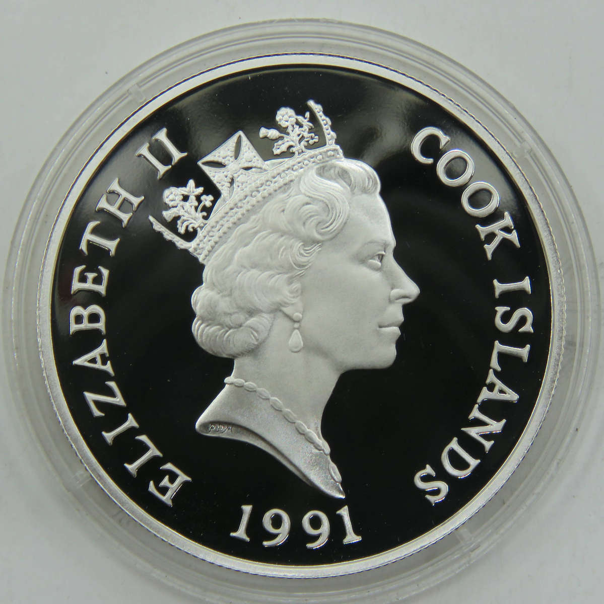 1991 Cook Islands 50 Dollars Silver 925 Proof Cameo "Endangered Wildlife-Fallow Deer "-Flawless