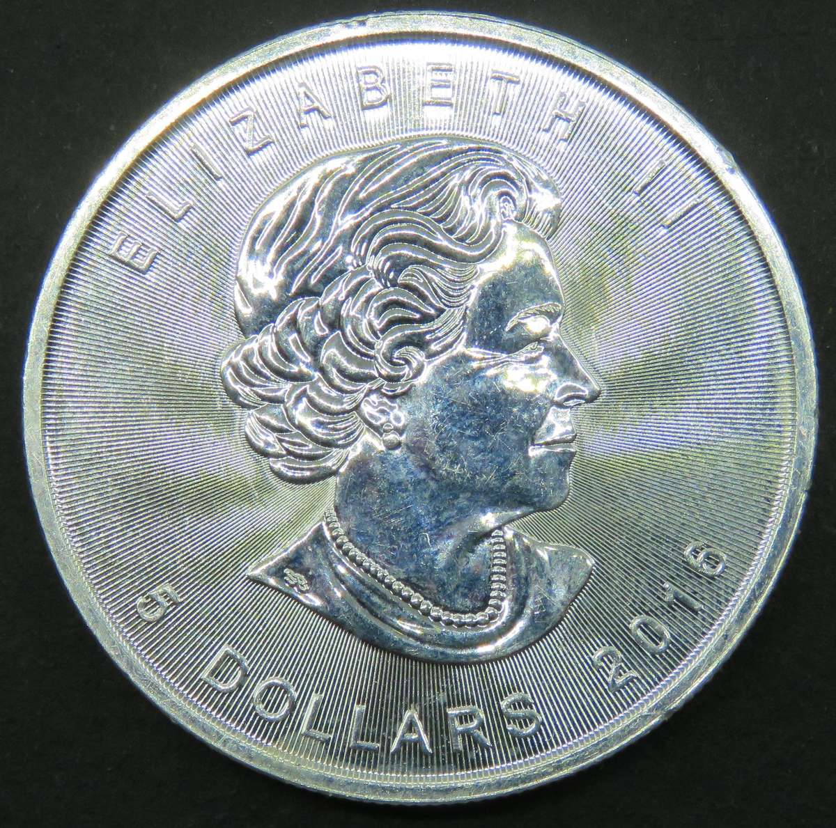 2016 Silver 1 Ounce Canadian Maple Leaf 5 Dollars  999,9 Brilliant Uncirculated