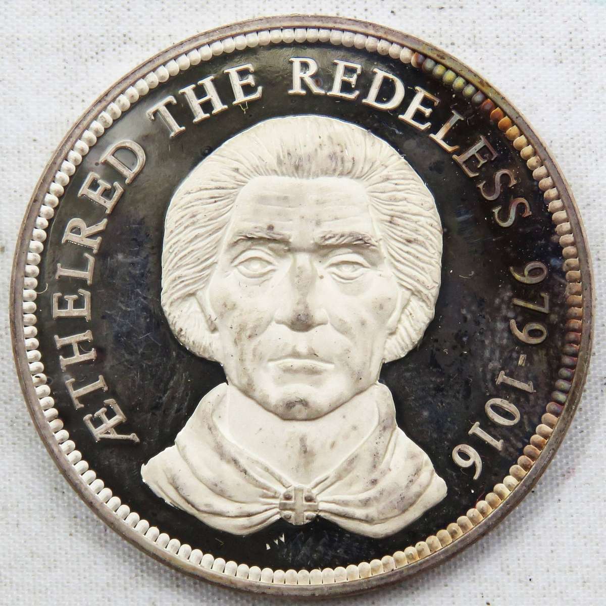Athelred the Redeless 979-1016 Silver Proof Cameo 999 Medallion -20g FINE SILVER