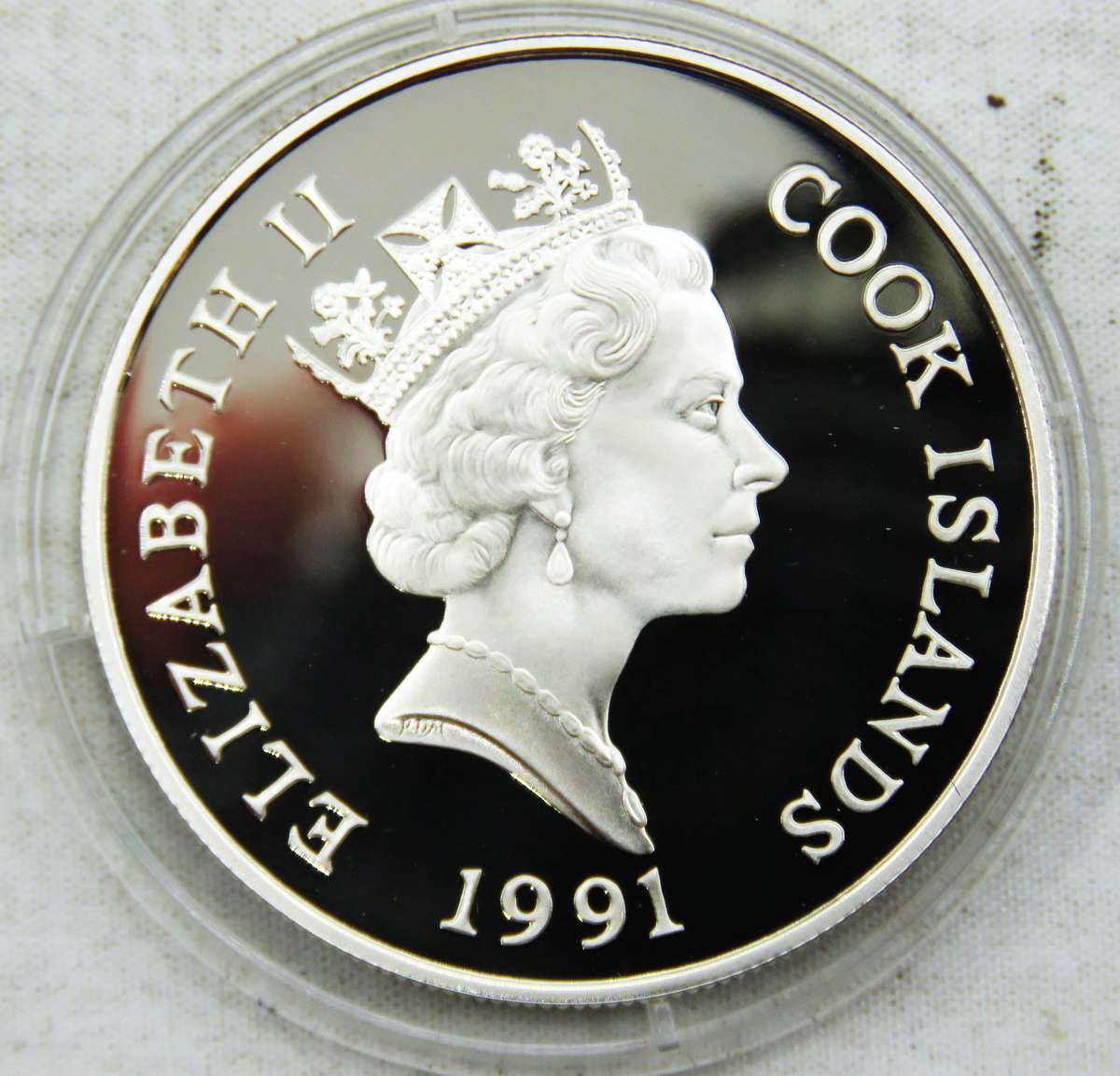 1991 Cook Islands 50 Dollars Silver 925 Proof Cameo "Endangered Wildlife-Owl"-Flawless