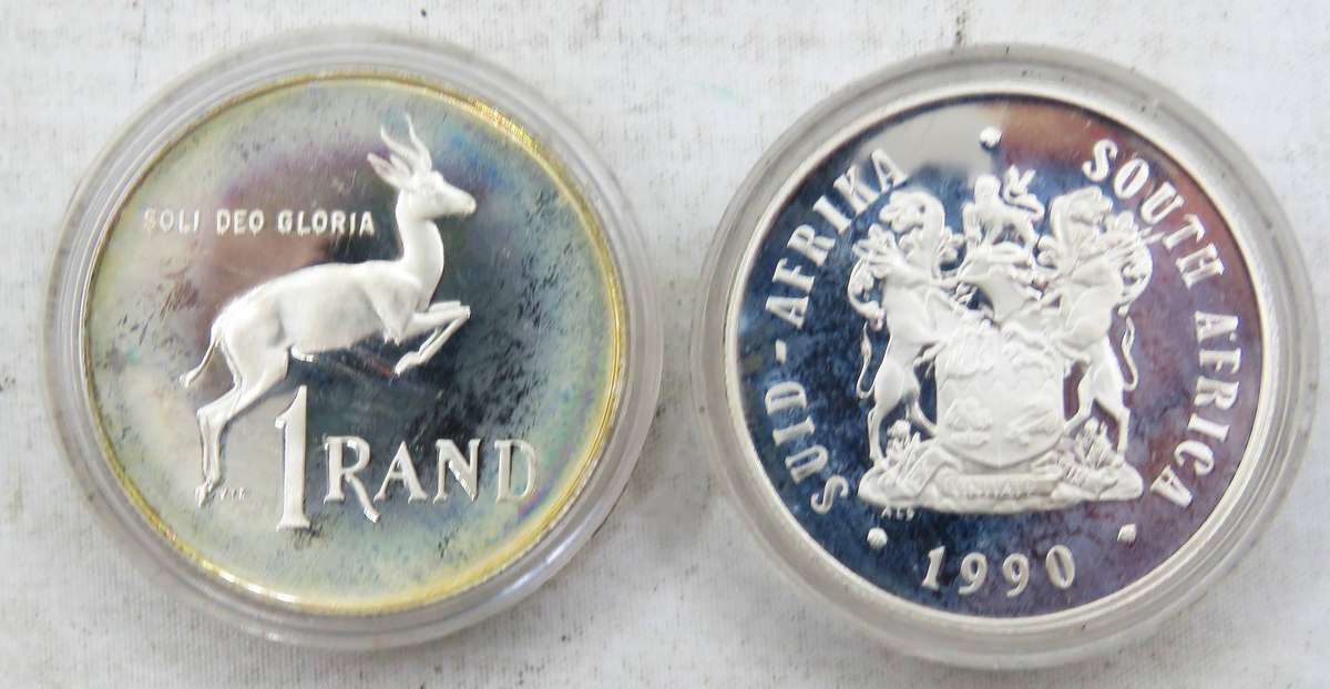 2x 1990  Silver Cameo Proof R1 -in sealed capsule as issued