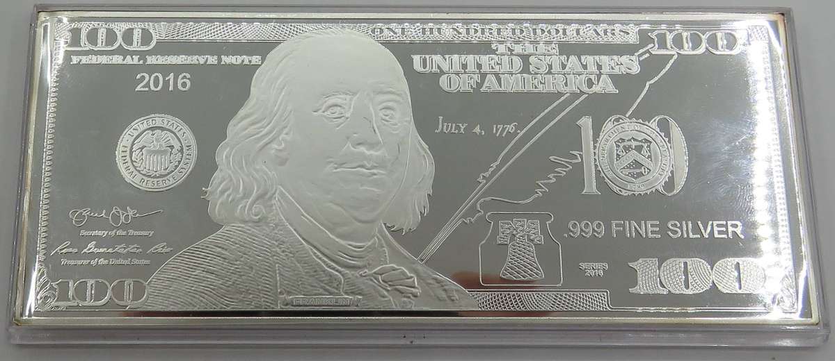 2016 USA $100 Silver 1 Ounce 999 Proof in Plastic box of issue +COA