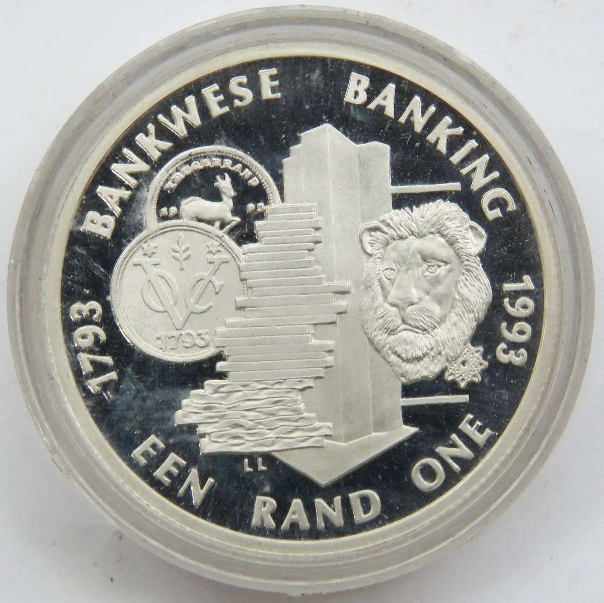 1993 Silver Proof 1 Rand BANKING in original capsule -in perfect condition as as issued