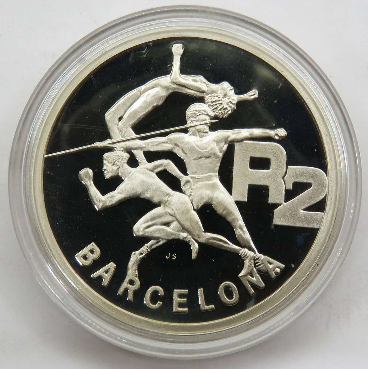 1992 Silver 1 Ounce Sterling Barcelona Olympics Proof R2 in original sealed  capsule-as issued