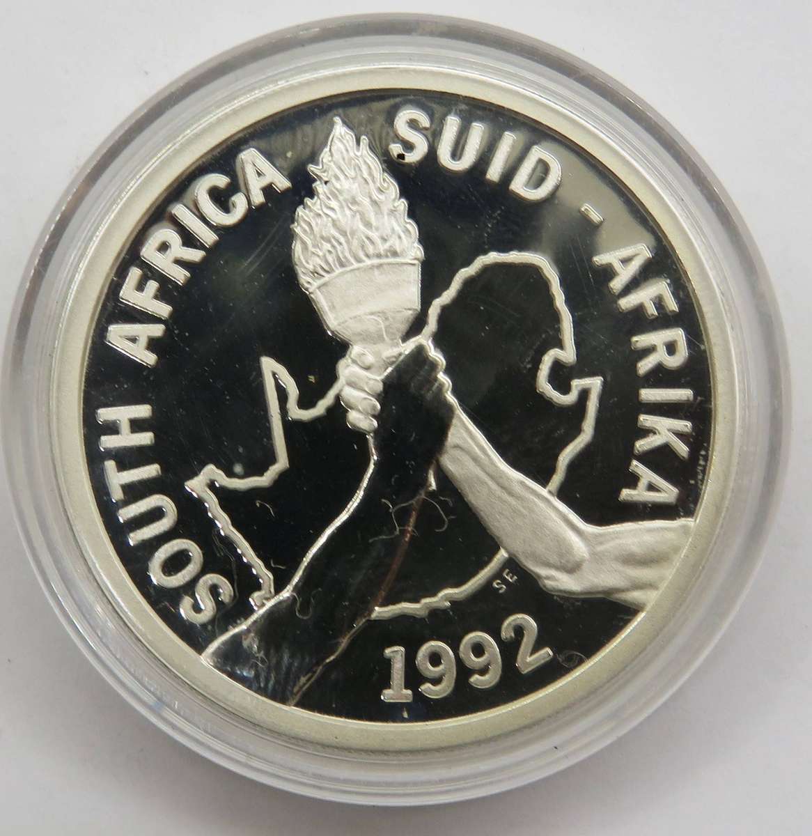 1992 Silver 1 Ounce Sterling Barcelona Olympics Proof R2 in original sealed  capsule-as issued
