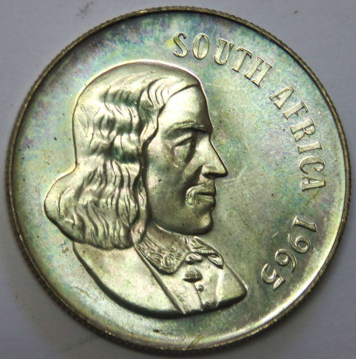 1965 South Africa Silver R1 Proof-Key date collectible,beautiful toning