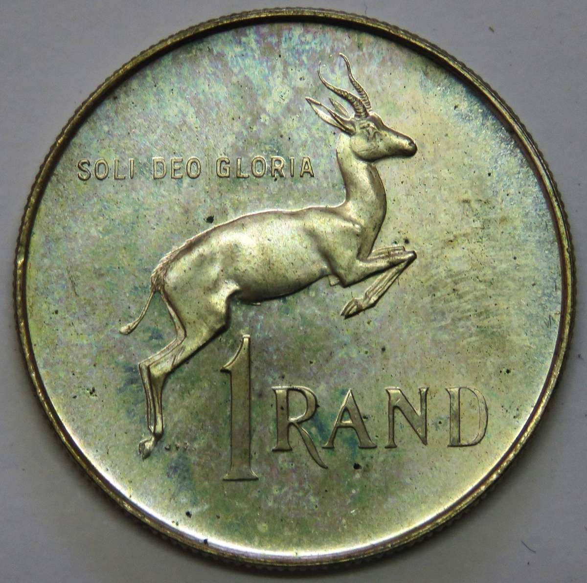 1965 South Africa Silver R1 Proof-Key date collectible,beautiful toning