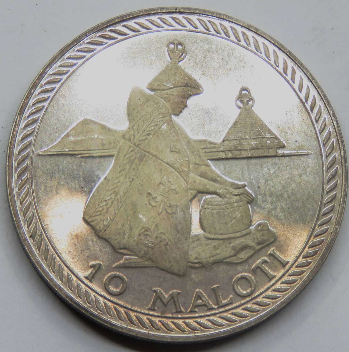 1976 Lesotho 10 Maloti Silver 925 Proof-Low mintage of 2100