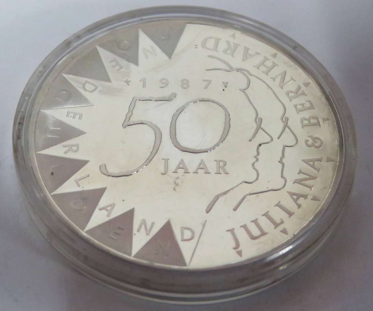 1987 Netherlands 50 Gulden Silver 925 Proof encapsulated