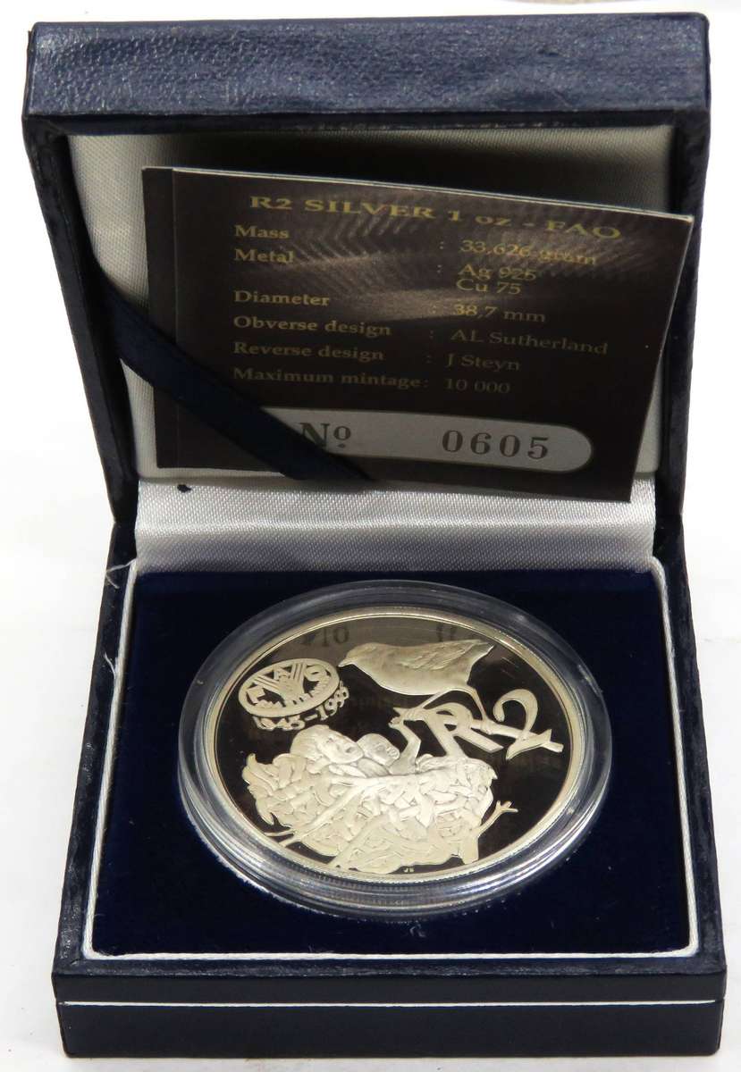 1995 1 Ounce  Silver Proof  R2 FAO in SAM BOX with COA-33.6 Grams 925 silver
