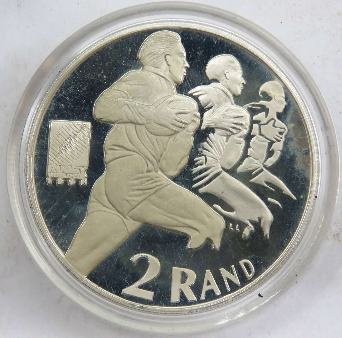 1995 1 Ounce  Silver Proof  R2 RUGBY in SAM BOX with COA-33.62 Grams 925 silver