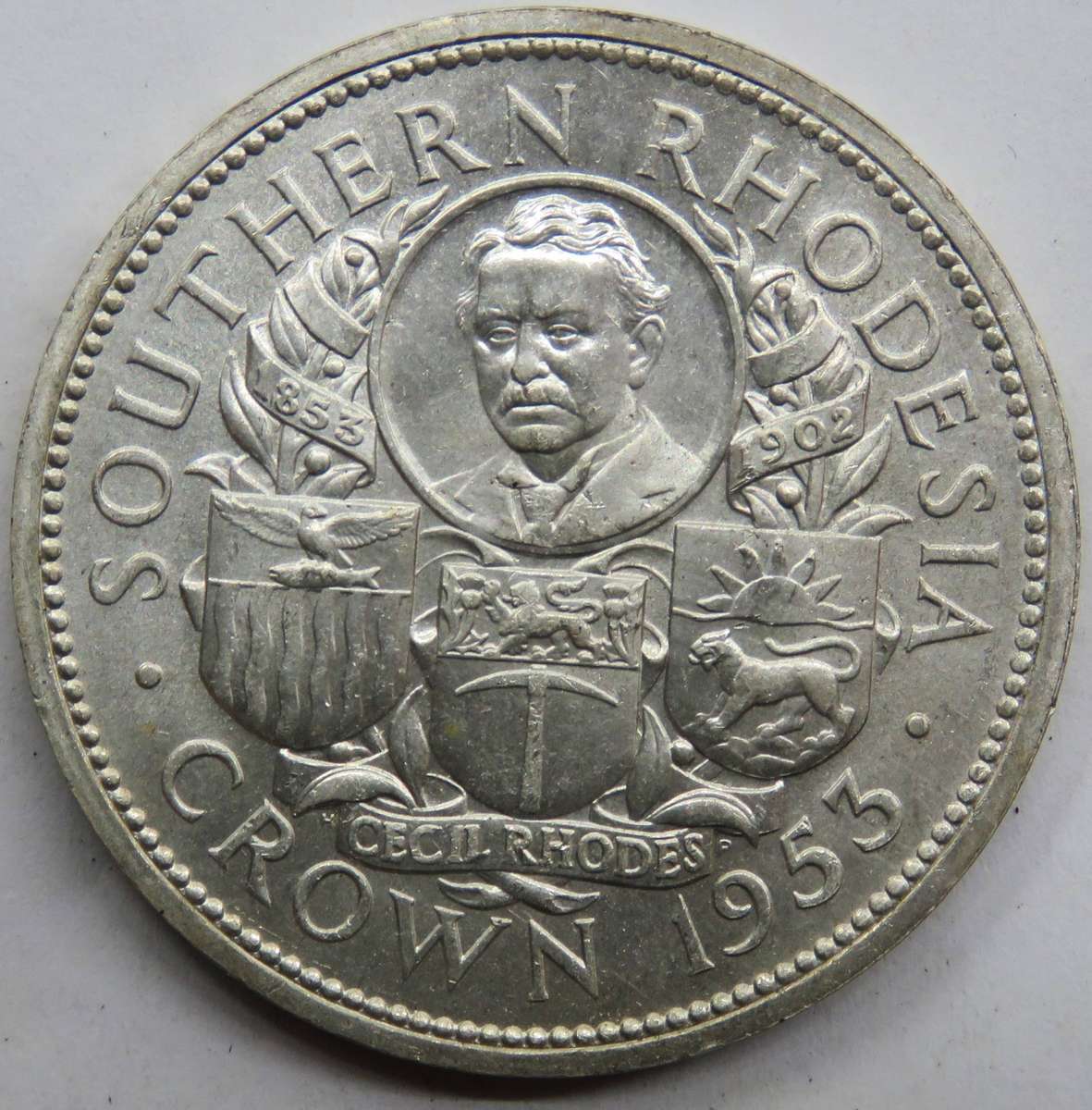 Rhodesia 1953 Silver Crown  Fully Lustrous  UNCIRCULATED