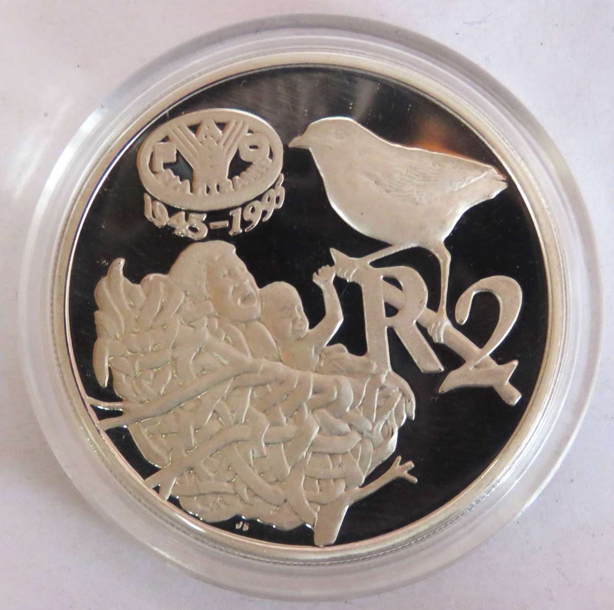 1995 1 Ounce  Silver Proof  R2 FAO in SAM BOX with COA-33.6 Grams 925 silver