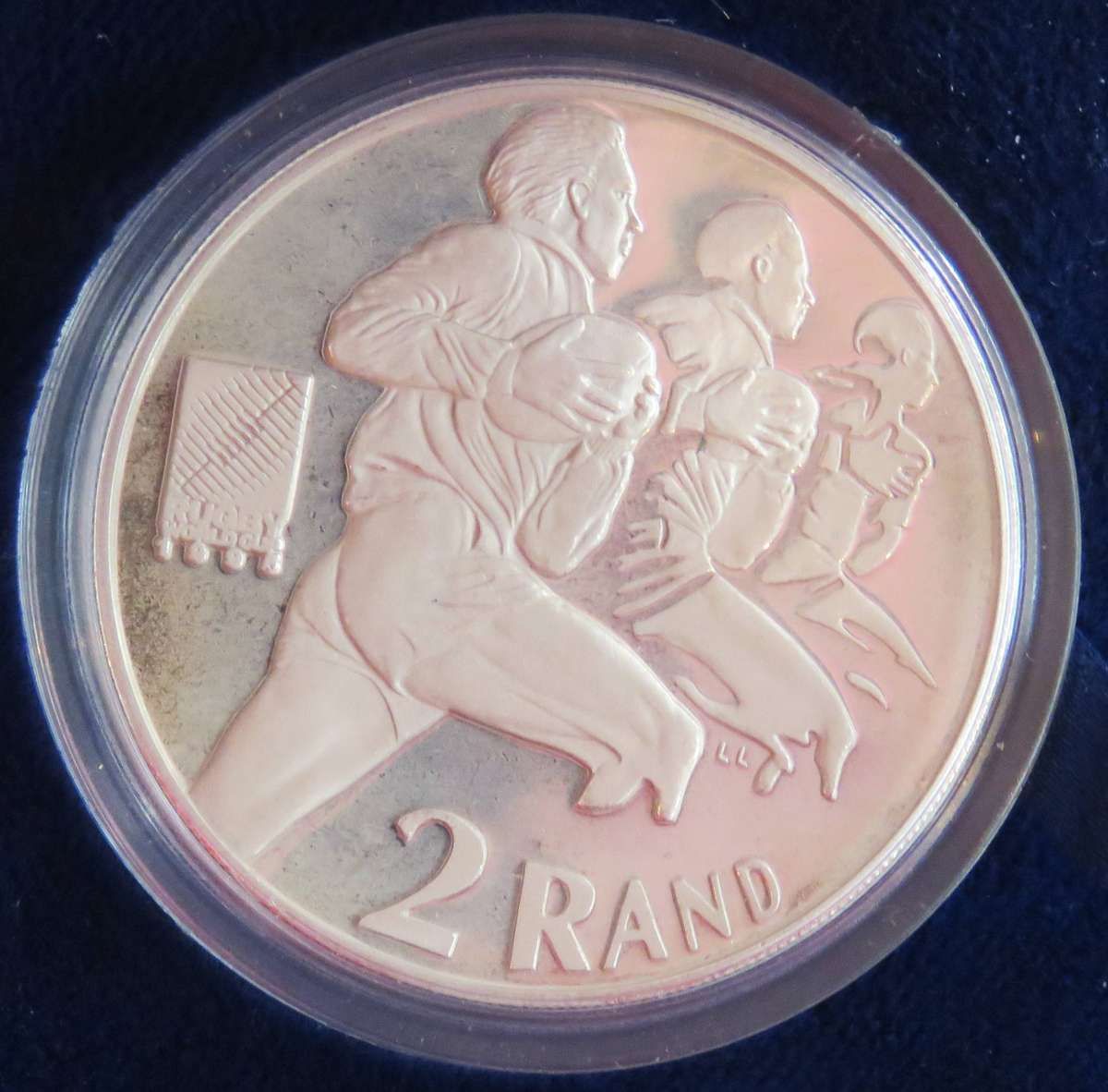 1995 1 Ounce  Silver Proof  R2 RUGBY in SAM BOX with COA-33.62 Grams 925 silver