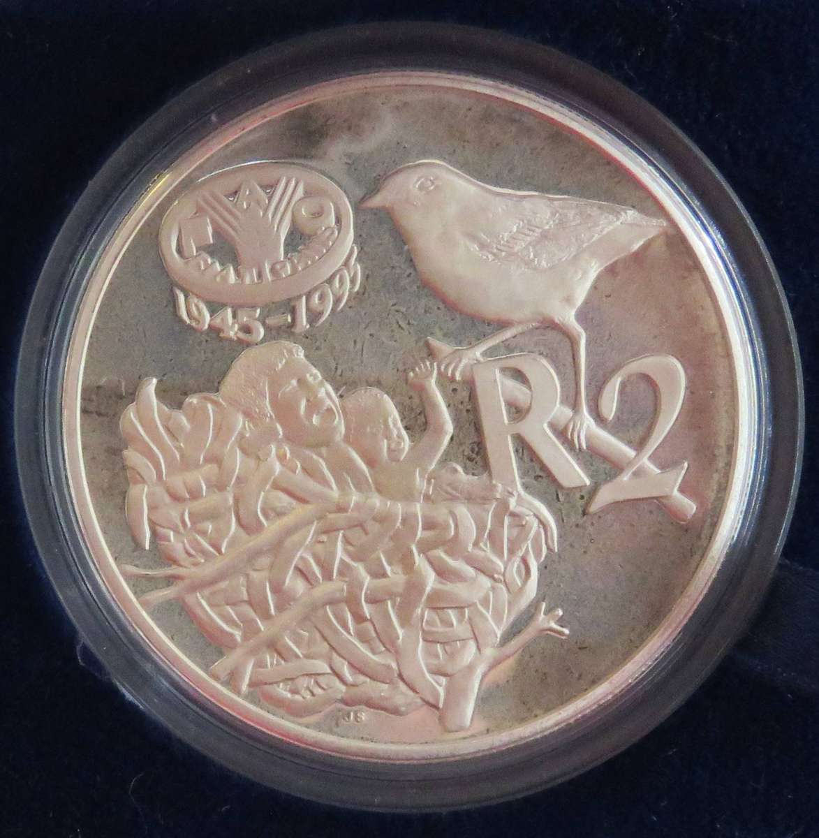1995 1 Ounce  Silver Proof  R2 FAO in SAM BOX with COA-33.62 Grams 925 silver