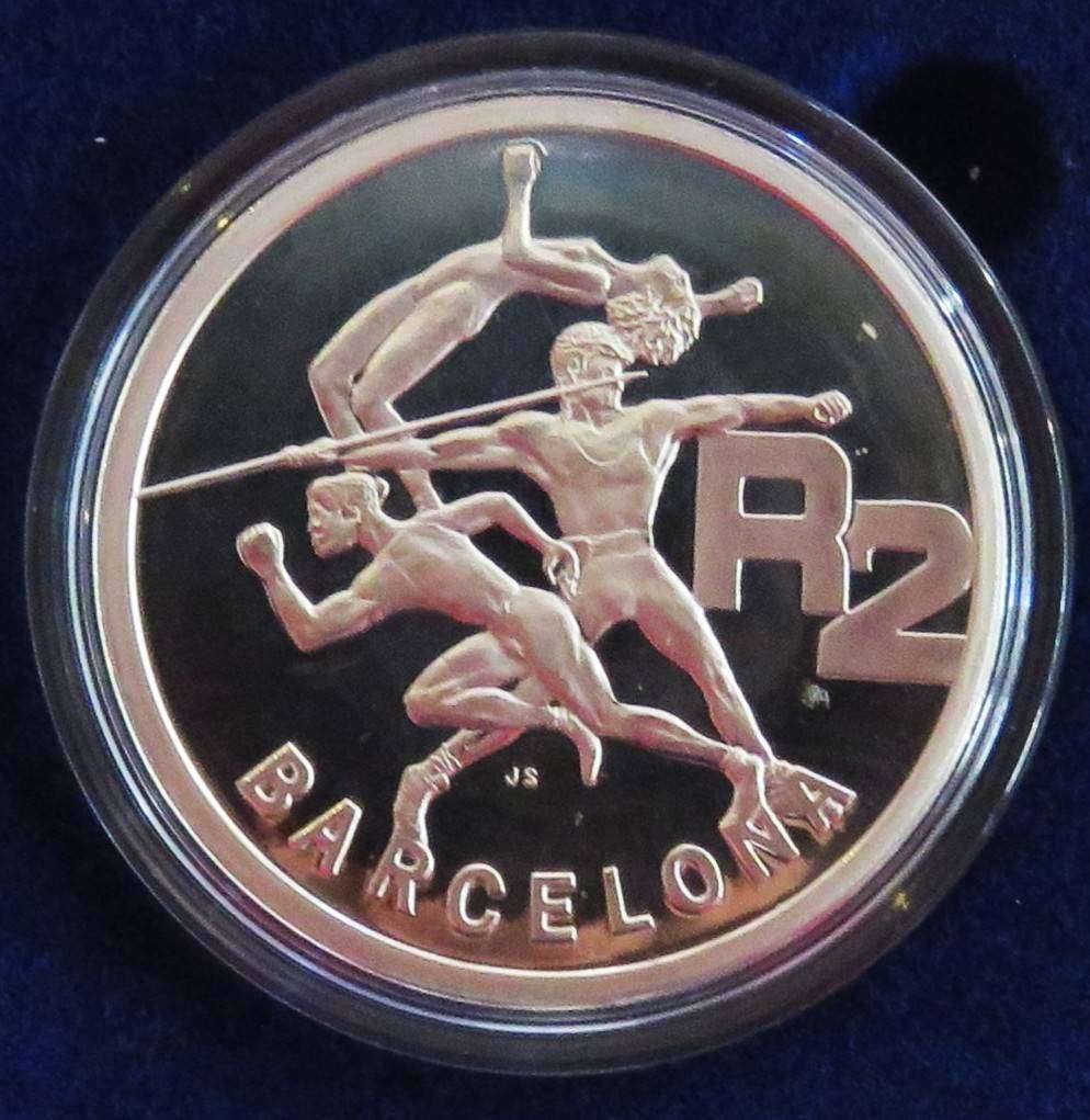 1992 1 Ounce Silver Proof  R2 BARCELONA in SAM BOX 33.62 Grams 925 silver-2 AVAILABLE