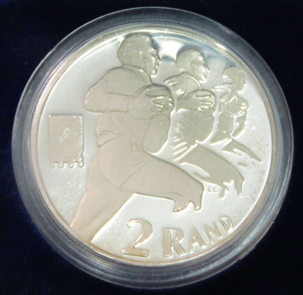 1995 1 Ounce  Silver Proof  R2 RUGBY in SAM BOX with COA-33.62 Grams 925 silver