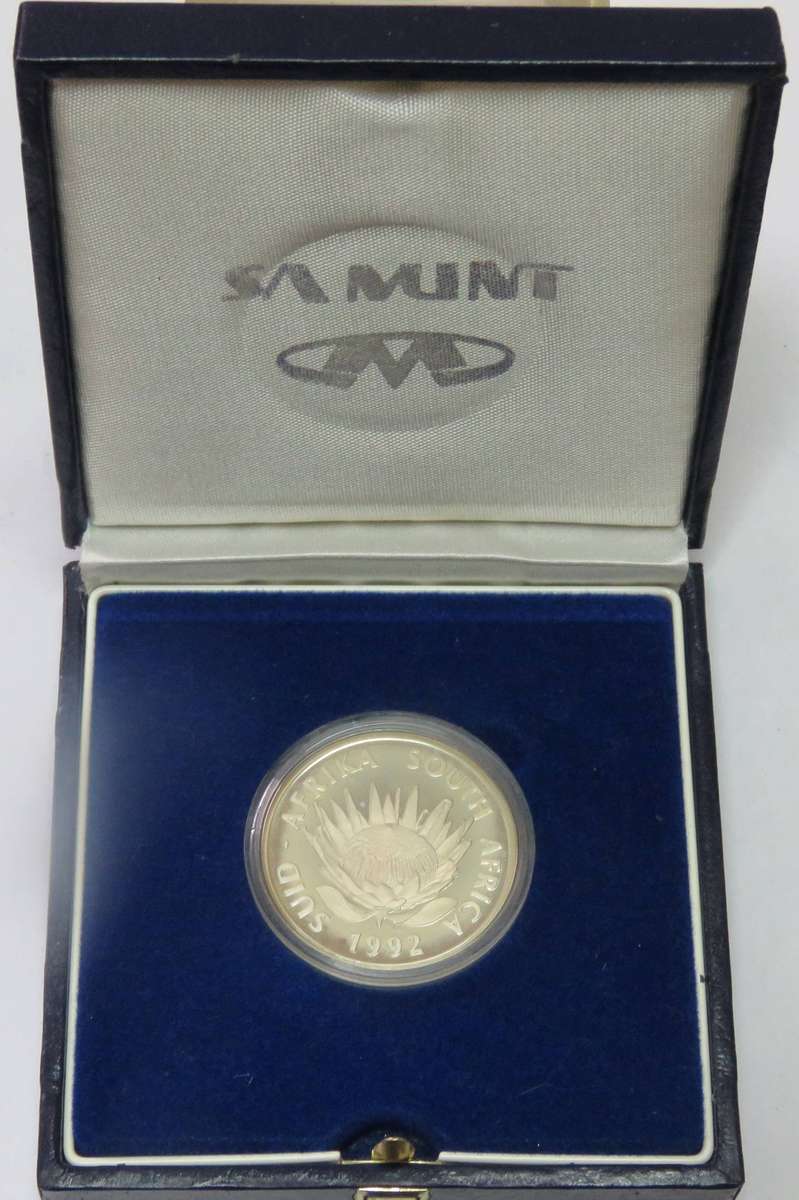 1992 Silver Proof 1 Rand SOLI DEO GLORIA in original capsule and  SAM BOX-2 available
