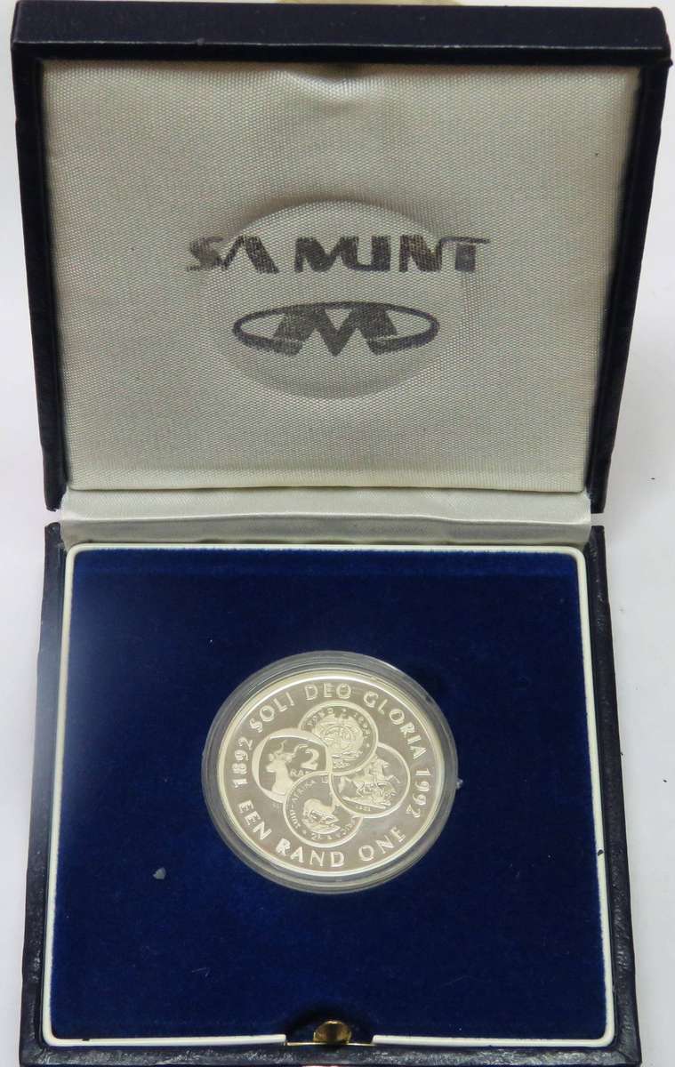 1992 Silver Proof 1 Rand SOLI DEO GLORIA in original capsule and  SAM BOX-2 available