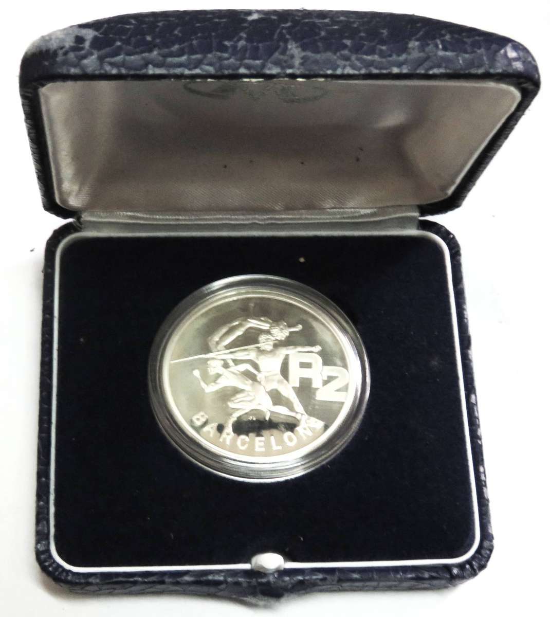 1992 1 Ounce Silver Proof  R2 BARCELONA in SAM BOX 33.62 Grams 925 silver