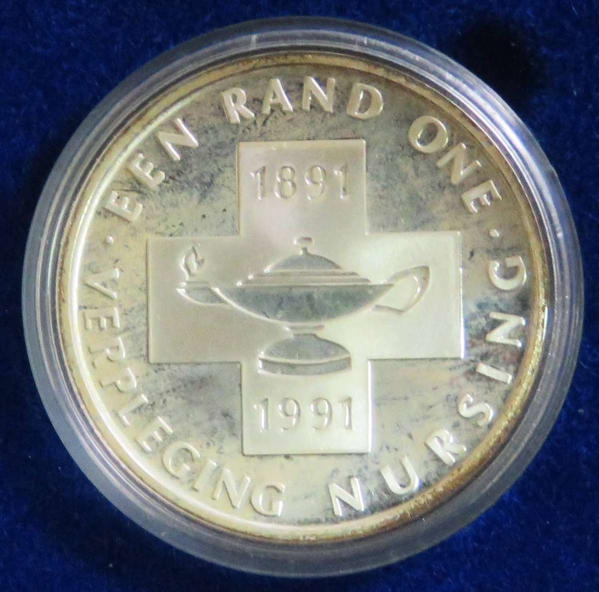1991 Silver Proof 1 Rand NURSING in original capsule and SAM box as issued