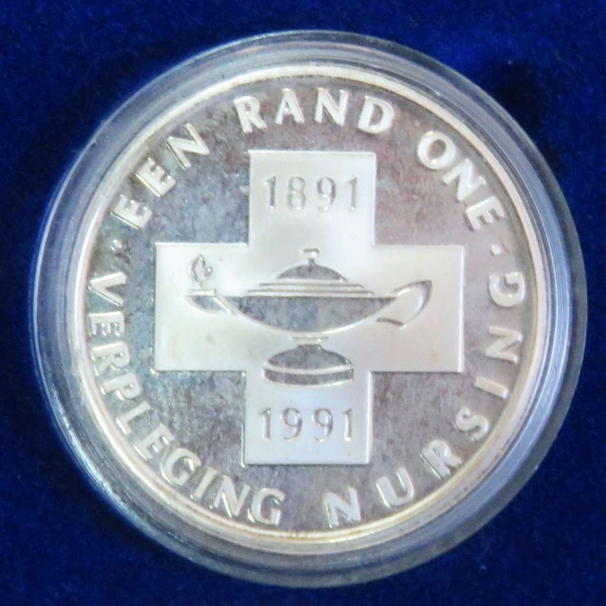 1991 Silver Proof 1 Rand NURSING in original capsule and SAM box as issued