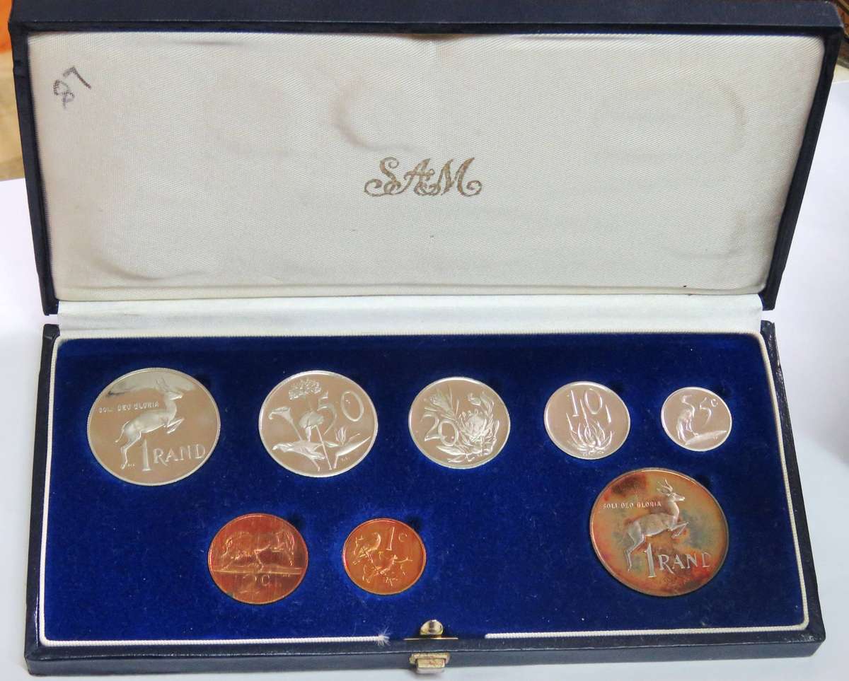 1987 Republic of South Africa Proof set in SAM BOX with Silver Rand